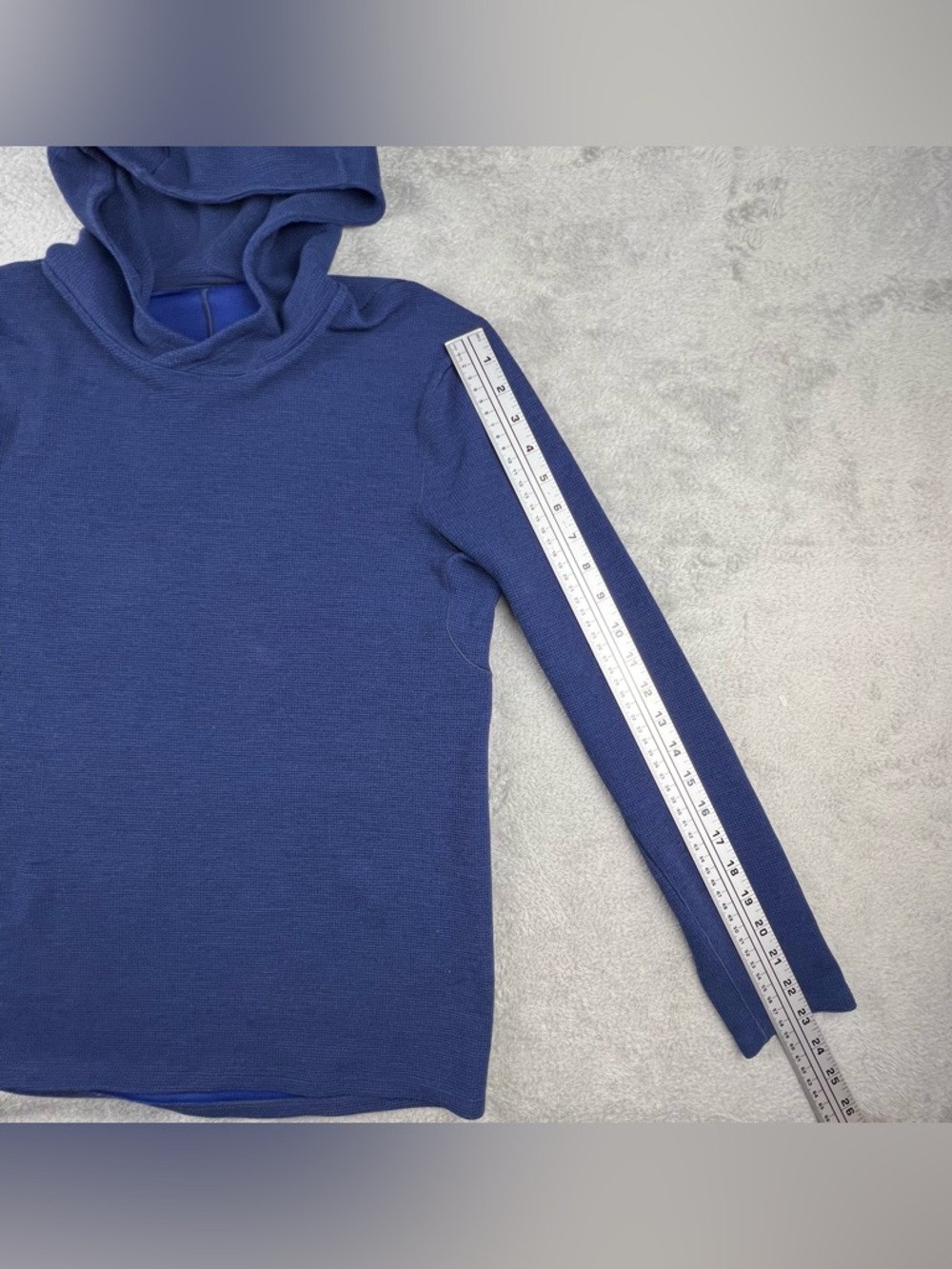 Lululemon Shift Stitch Hoodie Men's Med Blue Waffle Knit Thermal Performance - Picture 7 of 8